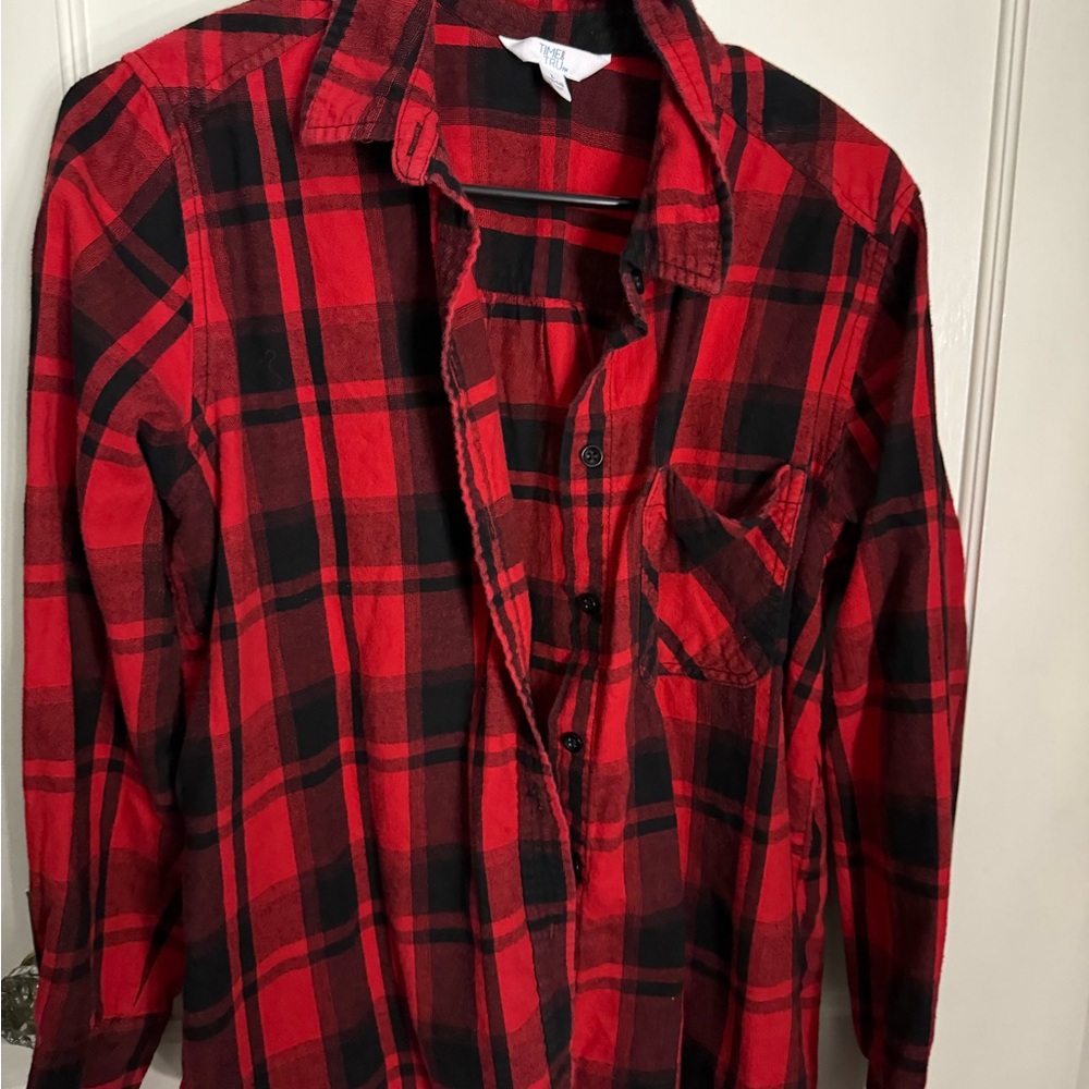 Time and Tru Red and Black Plaid Men's Shirt